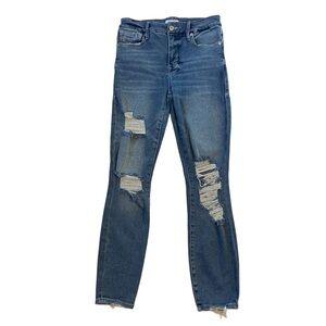 GOOD AMERICAN Distressed Stretch Denim Jeans Blue Size 0/25